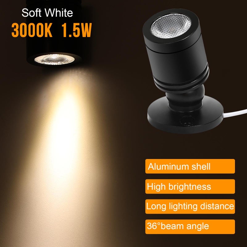 Taysing LED Spot Light Indoor Little Mini Spotlight Accent Lights for Display, Paintings, Pictures, Plants, Jewelry, Shelves, Cabinets, Posters, Showcase(Soft White-2 Pack Push Switch) - Image 2